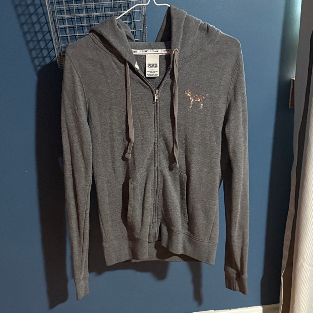 PINK Victoria's Secret Charcoal Zip-Up Sweater